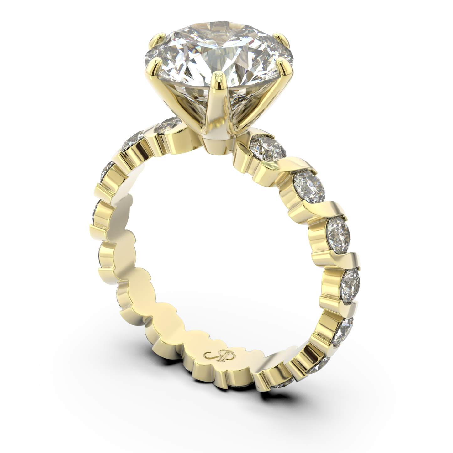 ONDA LUCENTE GRANDE DIAMOND RING GOLD, HALF PAVED