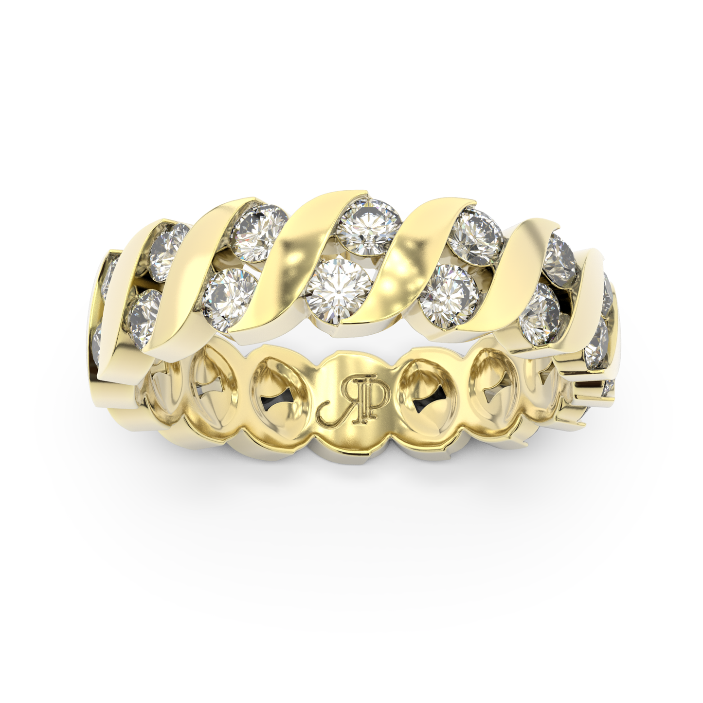 ONDA LUCENTE RING YELLOW GOLD, HALF PAVED