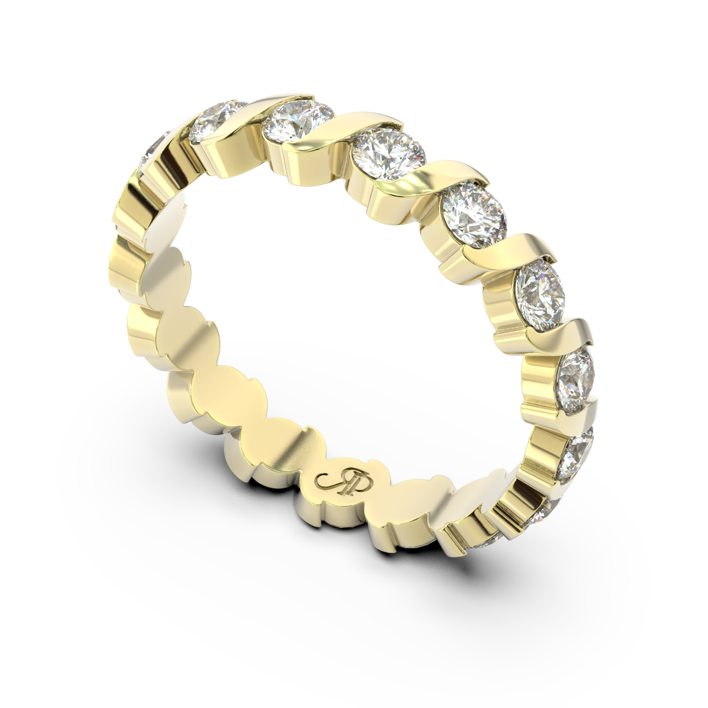 ONDA LUCENTE GRANDE RING ROSE GOLD, HALF PAVED