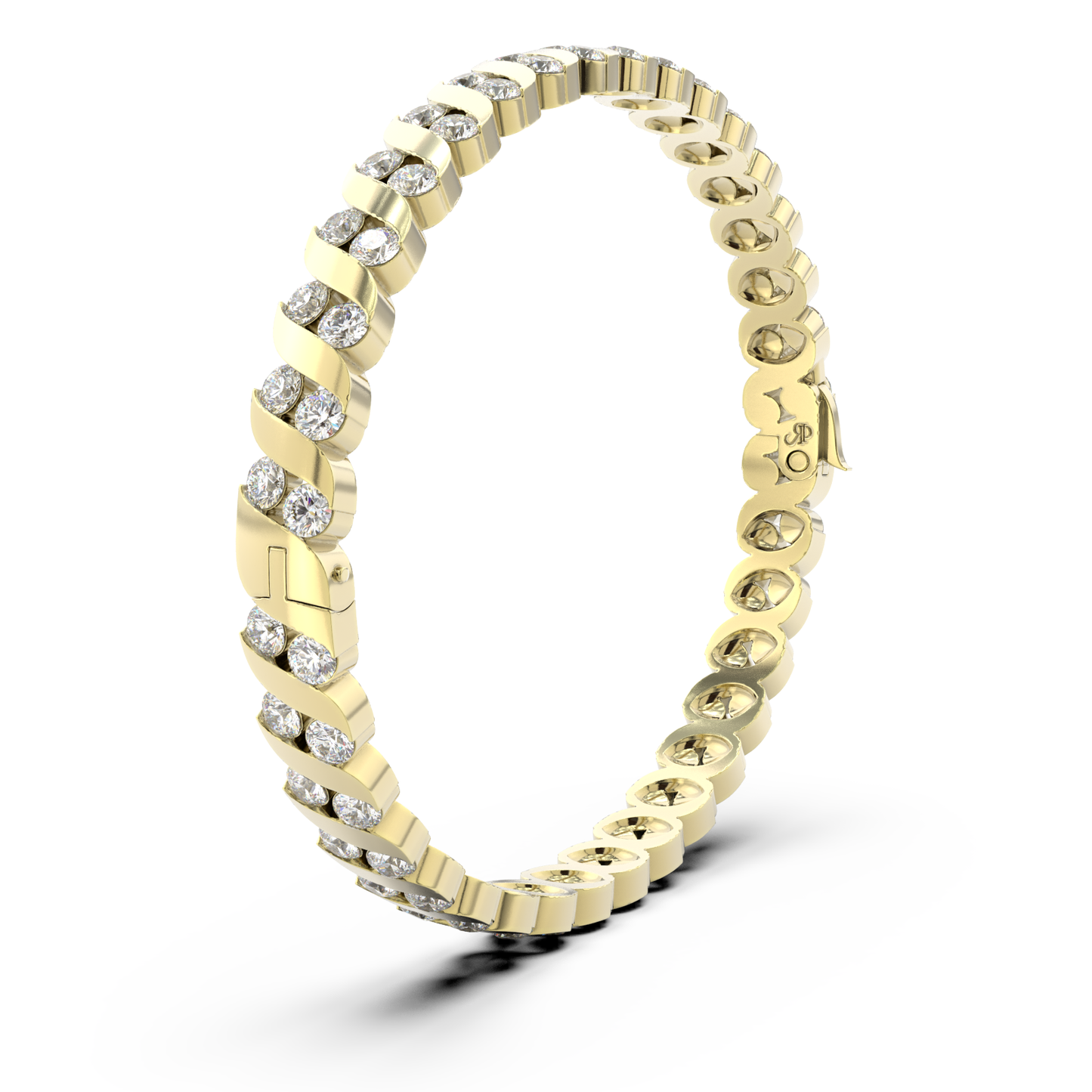 ONDA LUCENTE BRACELET YELLOW GOLD, HALF PAVED