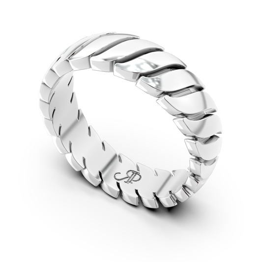 Onda Pura wave-inspired ring in 18k white gold by Rocco Pagliara