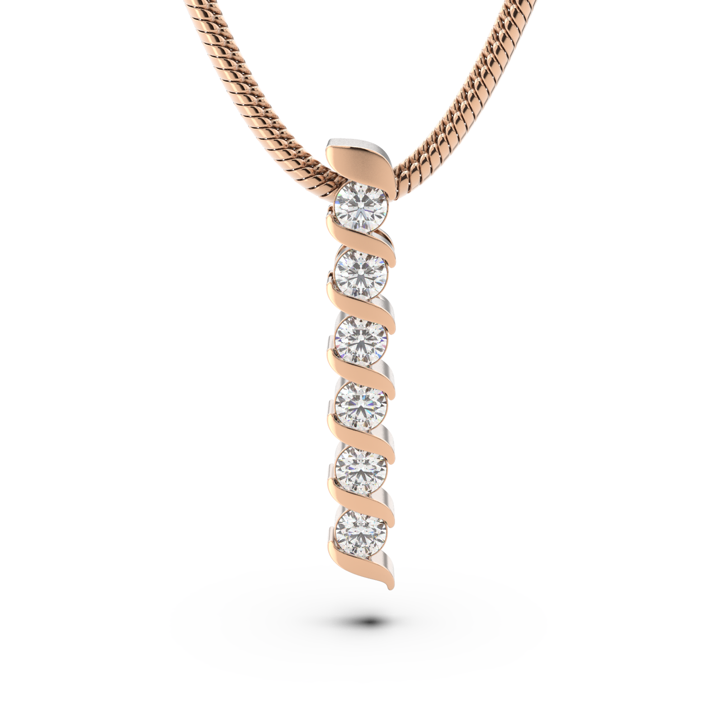 ONDA LUCENTE GRANDE PENDANT YELLOW GOLD, HALF PAVED