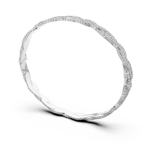Side view of the Abbraccio del Mare White gold pavé bracelet by Rocco Pagliara