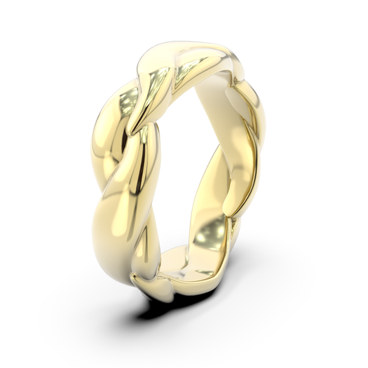 Side view of the Abbraccio del Mare yellow gold ring by Rocco Pagliara