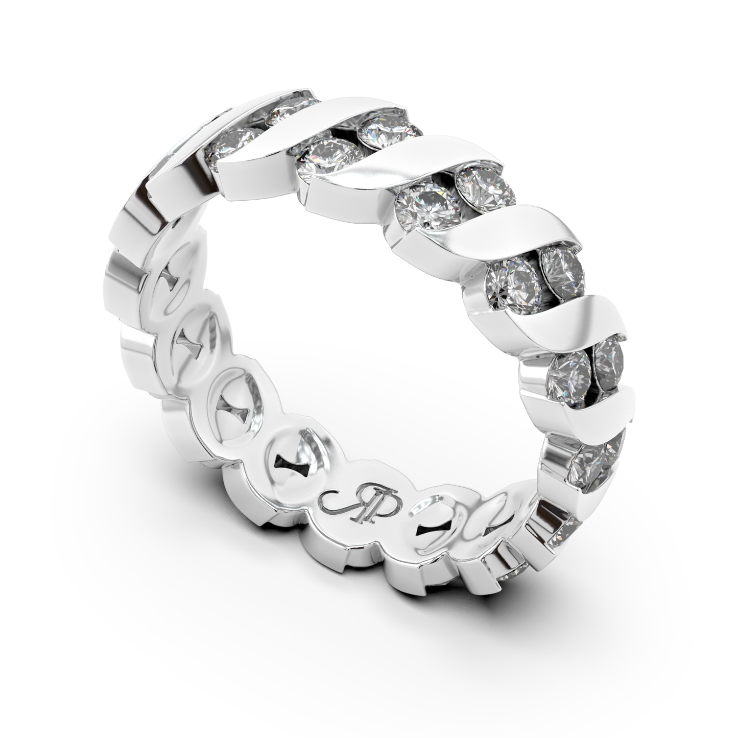 ONDA LUCENTE RING YELLOW GOLD, HALF PAVED