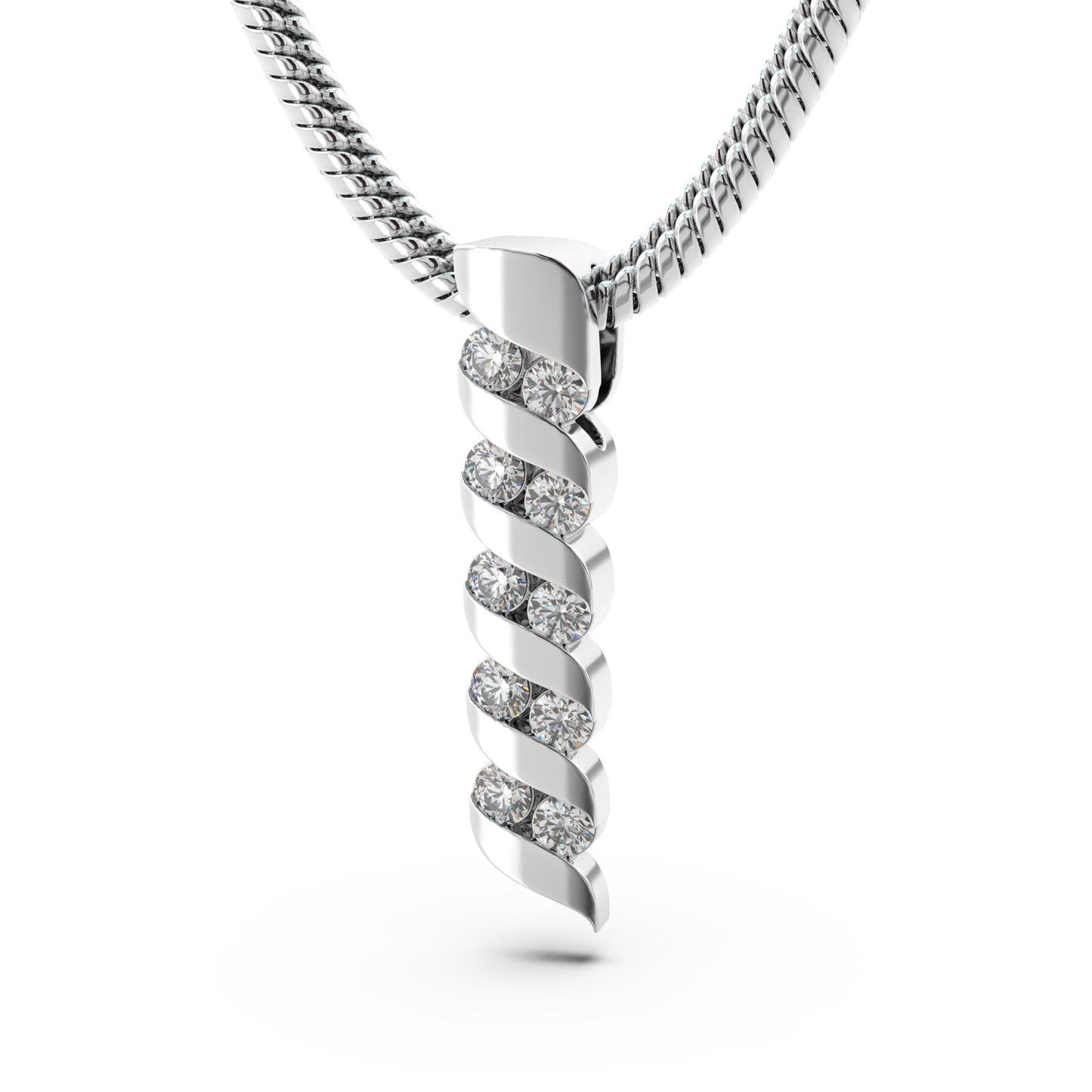 ONDA LUCENTE PENDANT YELLOW GOLD, HALF PAVED