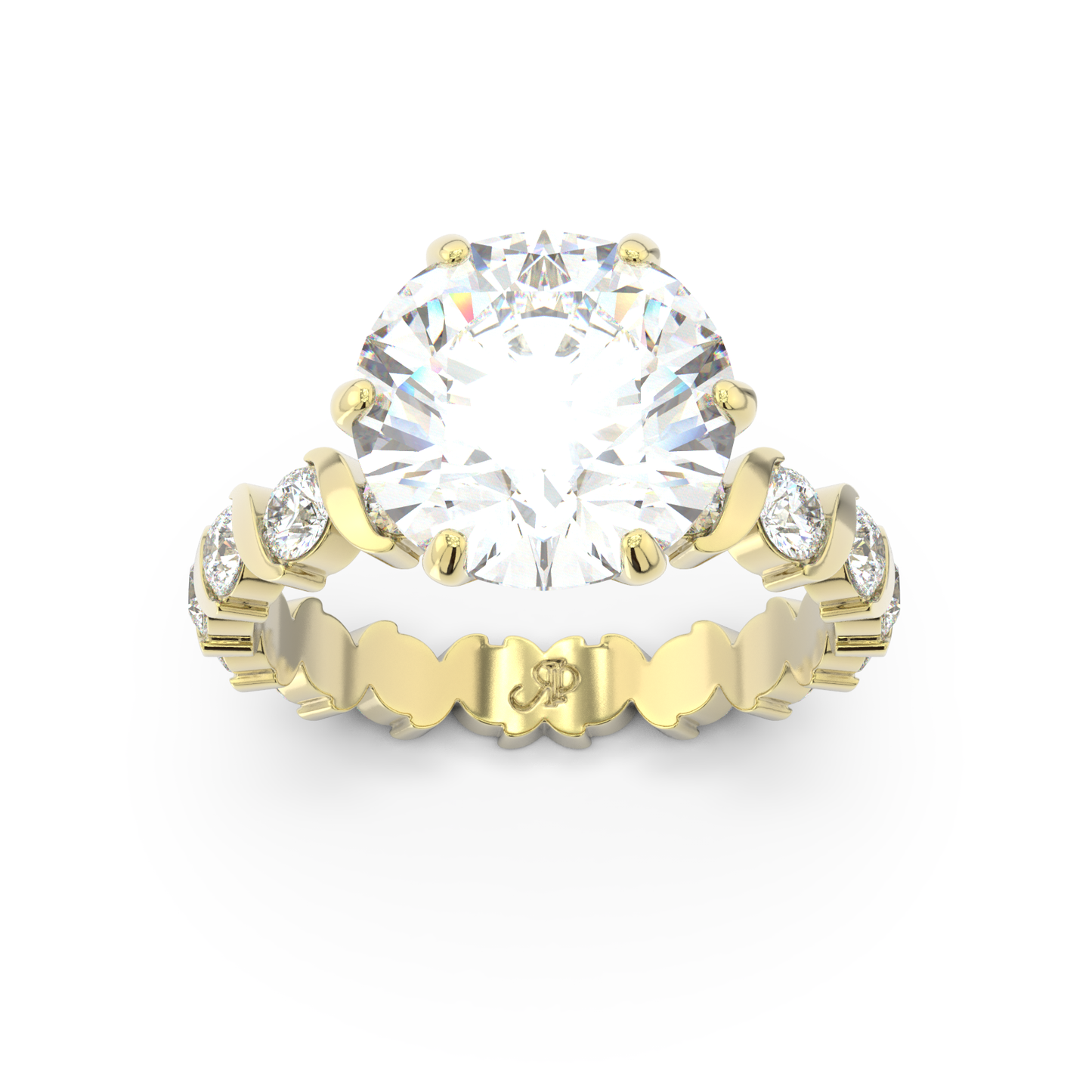 ONDA LUCENTE GRANDE DIAMOND RING GOLD, HALF PAVED