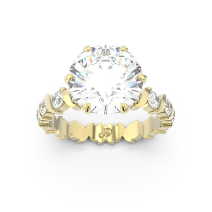 ONDA LUCENTE GRANDE DIAMOND RING GOLD, HALF PAVED
