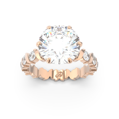 ONDA LUCENTE GRANDE DIAMOND RING GOLD, HALF PAVED