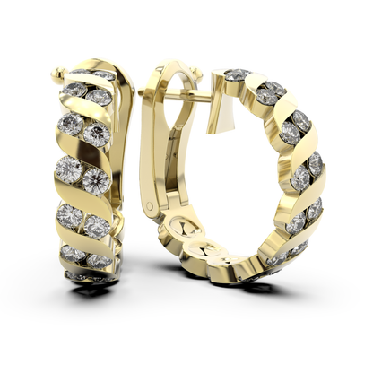 ONDA LUCENTE EARRINGS YELLOW GOLD, HALF PAVED