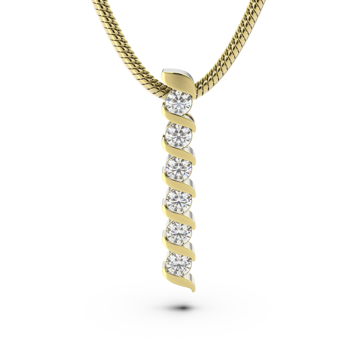 ONDA LUCENTE GRANDE PENDANT YELLOW GOLD, HALF PAVED