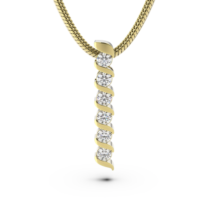 ONDA LUCENTE GRANDE PENDANT YELLOW GOLD, HALF PAVED