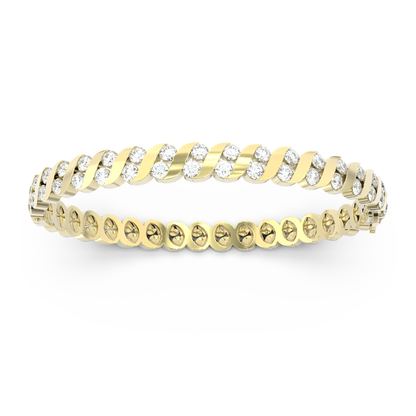 ONDA LUCENTE BRACELET YELLOW GOLD, HALF PAVED