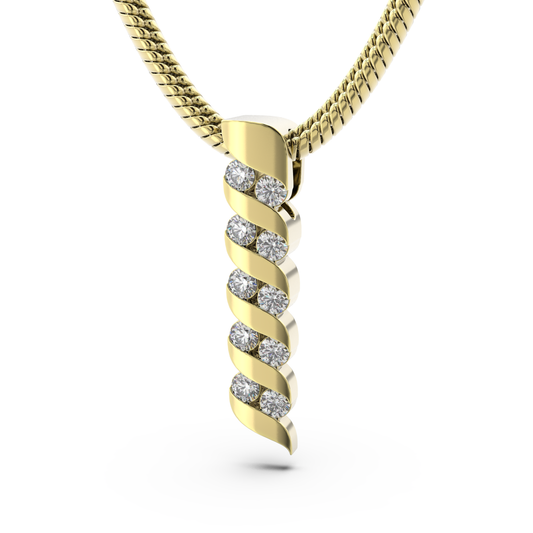 ONDA LUCENTE PENDANT YELLOW GOLD, HALF PAVED