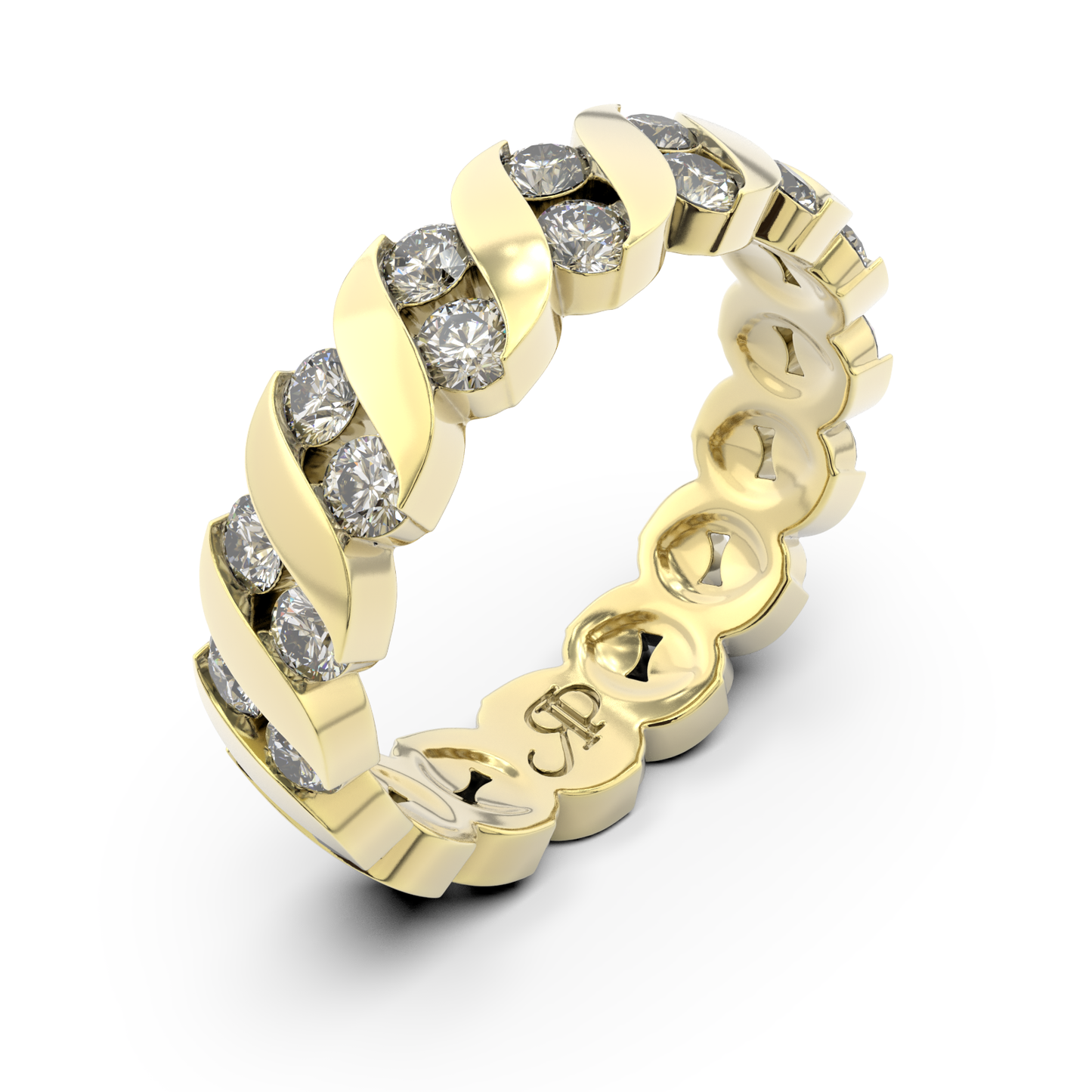 ONDA LUCENTE RING YELLOW GOLD, HALF PAVED