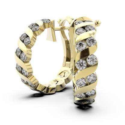 ONDA LUCENTE EARRINGS YELLOW GOLD, HALF PAVED