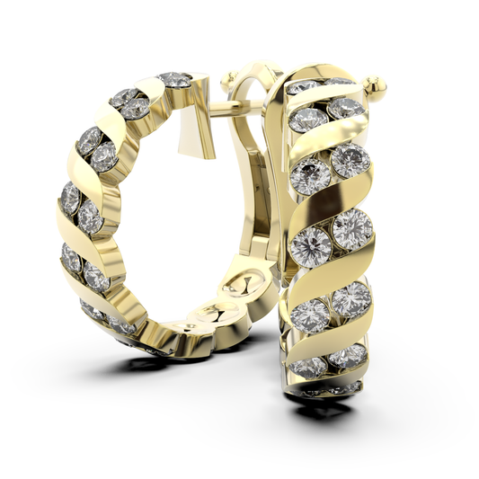 ONDA LUCENTE EARRINGS YELLOW GOLD, HALF PAVED