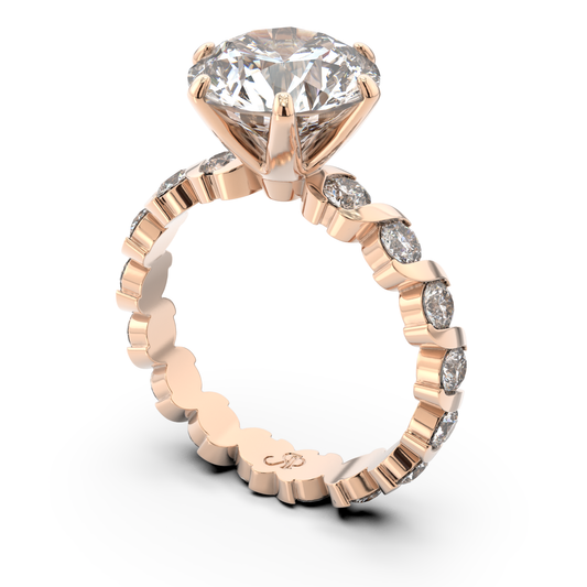 Onda Lucente Grande diamond engagement ring in 18k rose gold with a 3 carat center diamond by Rocco Pagliara