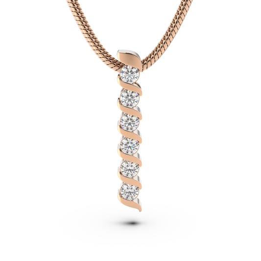 ONDA LUCENTE GRANDE PENDANT YELLOW GOLD, HALF PAVED