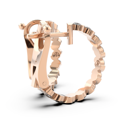 ONDA LUCENTE GRANDE EARRINGS ROSE GOLD, HALF PAVED