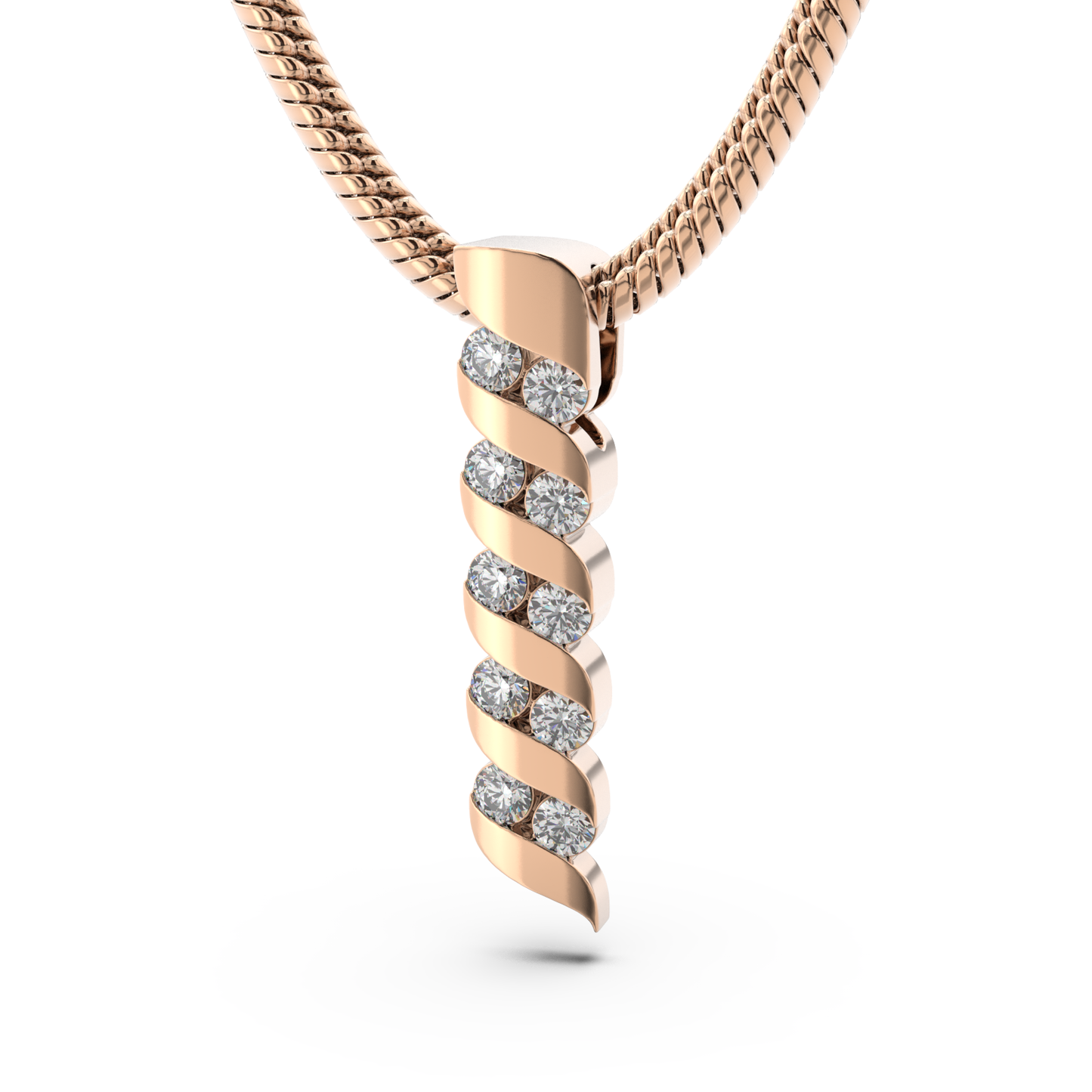 ONDA LUCENTE PENDANT YELLOW GOLD, HALF PAVED