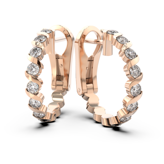 ONDA LUCENTE GRANDE EARRINGS ROSE GOLD, HALF PAVED
