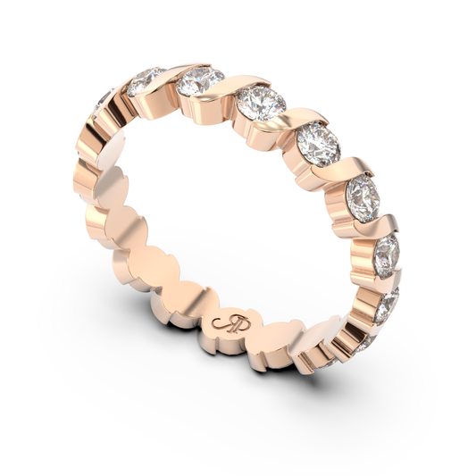 ONDA LUCENTE GRANDE RING ROSE GOLD, HALF PAVED