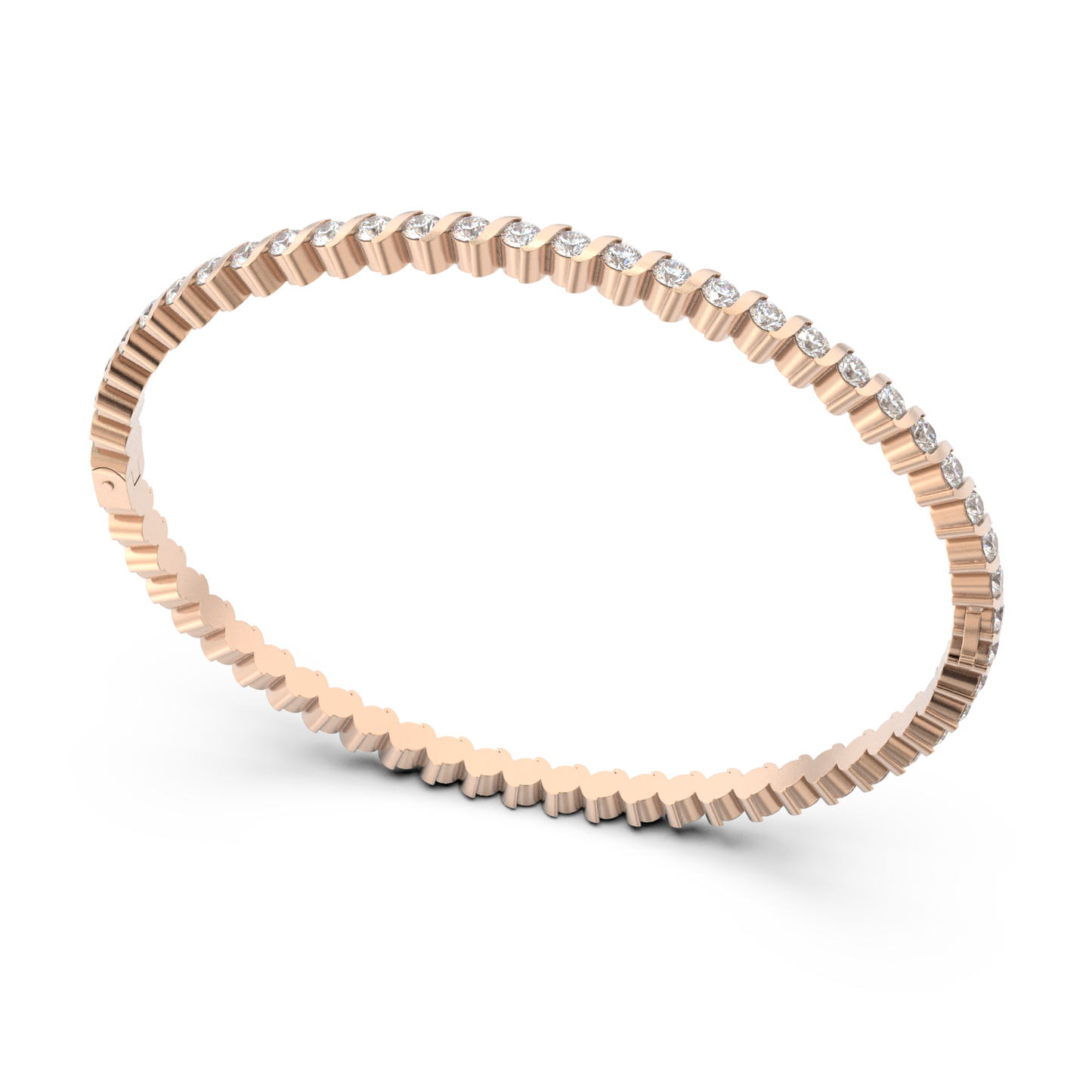 ONDA LUCENTE GRANDE BRACELET ROSE GOLD, HALF PAVED