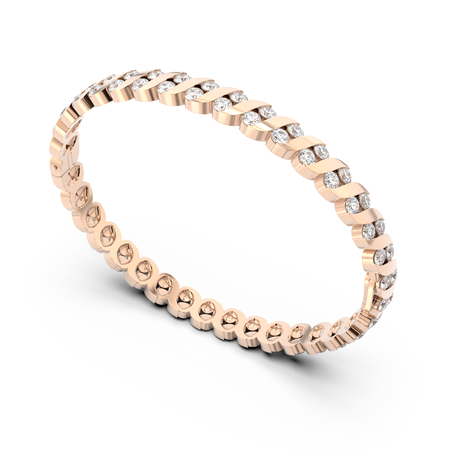 ONDA LUCENTE BRACELET YELLOW GOLD, HALF PAVED
