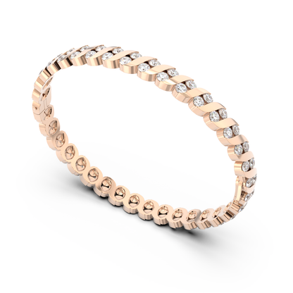 ONDA LUCENTE BRACELET YELLOW GOLD, HALF PAVED