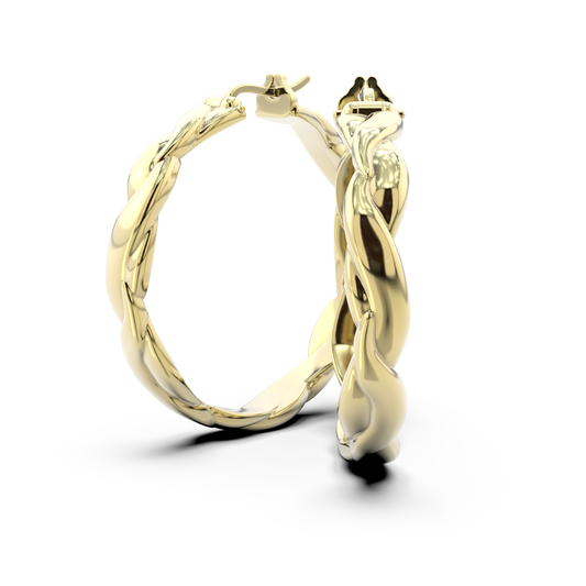 Side view of Abbraccio del Mare earrings in 18k yellow gold by Rocco Pagliara
