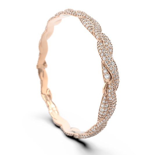 Side view of the Abbraccio del Mare rose gold pavé bracelet by Rocco Pagliara