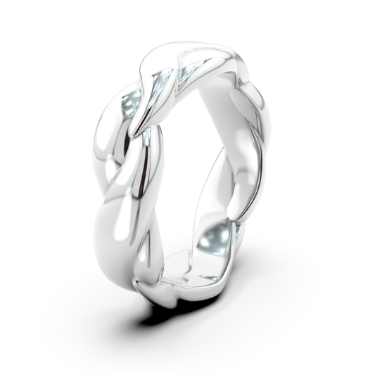 Side view of the Abbraccio del Mare white gold ring by Rocco Pagliara
