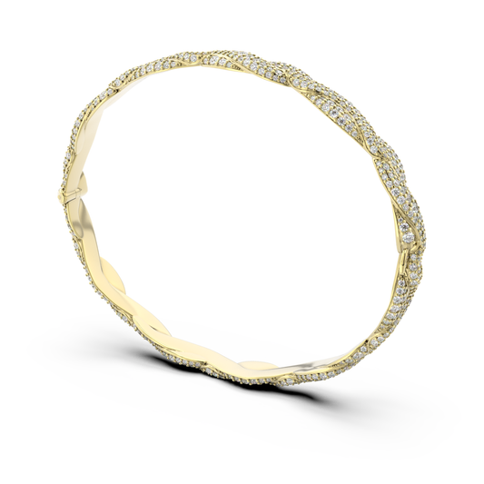 Side view of the Abbraccio del Mare yellow gold pavé bracelet by Rocco Pagliara
