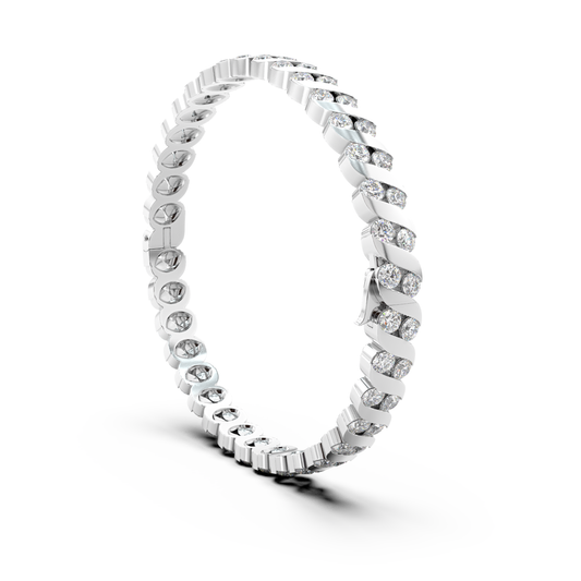 Side view of the Onda Lucente diamond bracelet in white gold by Rocco Pagliara