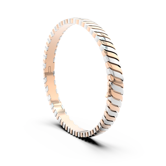 Side view of the Onda Pura bicolor gold bracelet by Rocco Pagliara