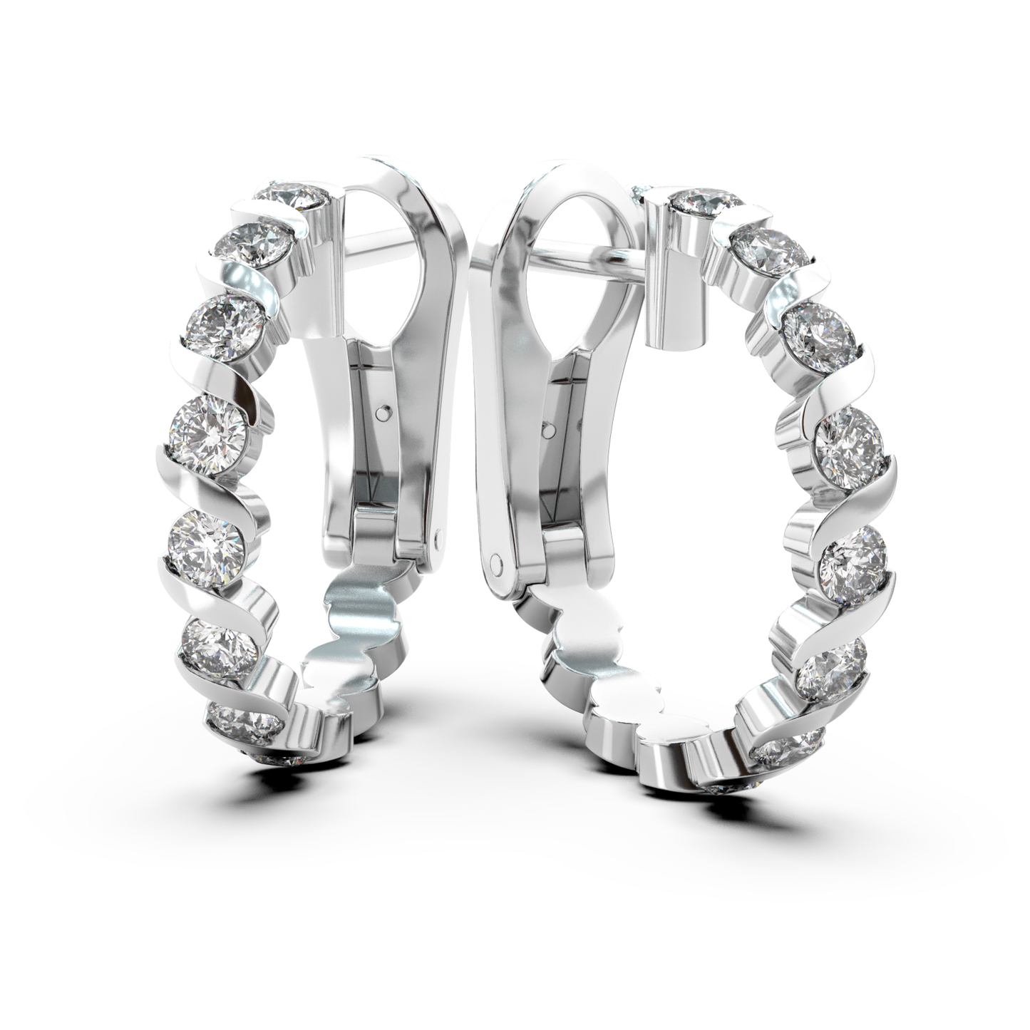 ONDA LUCENTE GRANDE EARRINGS ROSE GOLD, HALF PAVED