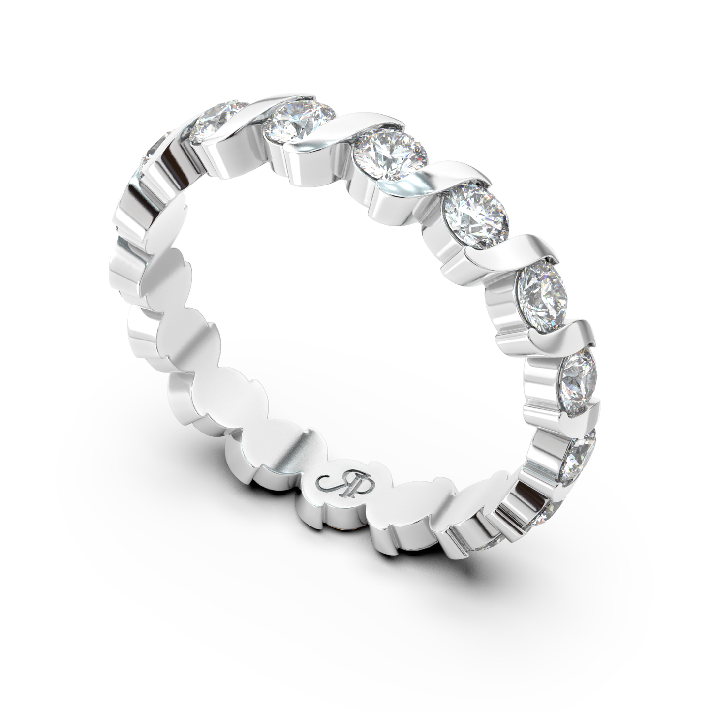 ONDA LUCENTE GRANDE RING ROSE GOLD, HALF PAVED