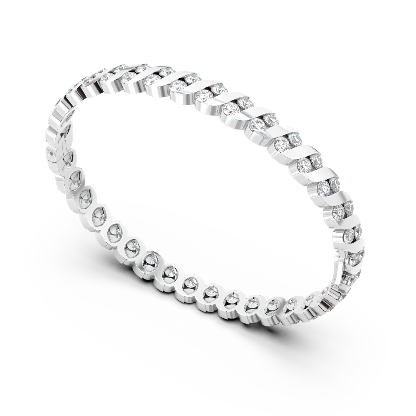 ONDA LUCENTE BRACELET YELLOW GOLD, HALF PAVED