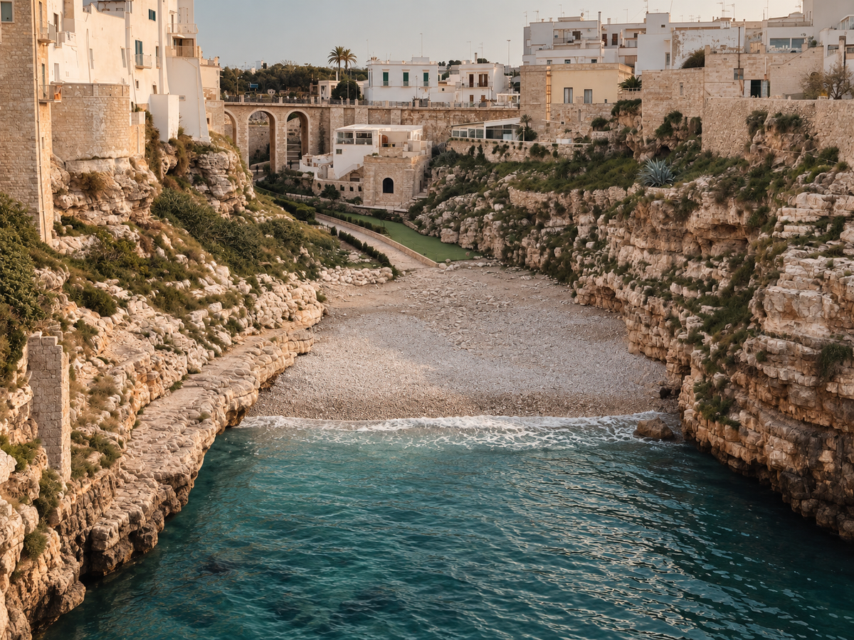 Warm evening light over the coast of Southern Italy