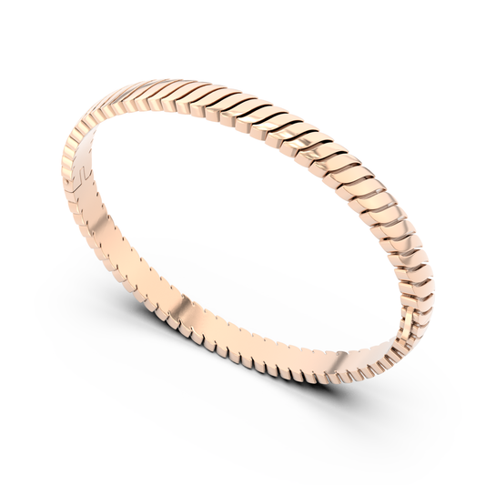 Onda Pura bracelet in high-polish 18k rose gold by ROCCO PAGLIARA, side view
